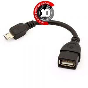 Adaptador USB Fêmea para Micro USB Macho - Kit com 10