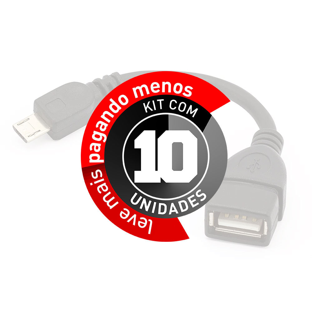 Adaptador USB Fêmea para Micro USB Macho - Kit com 10 - Imagem 2
