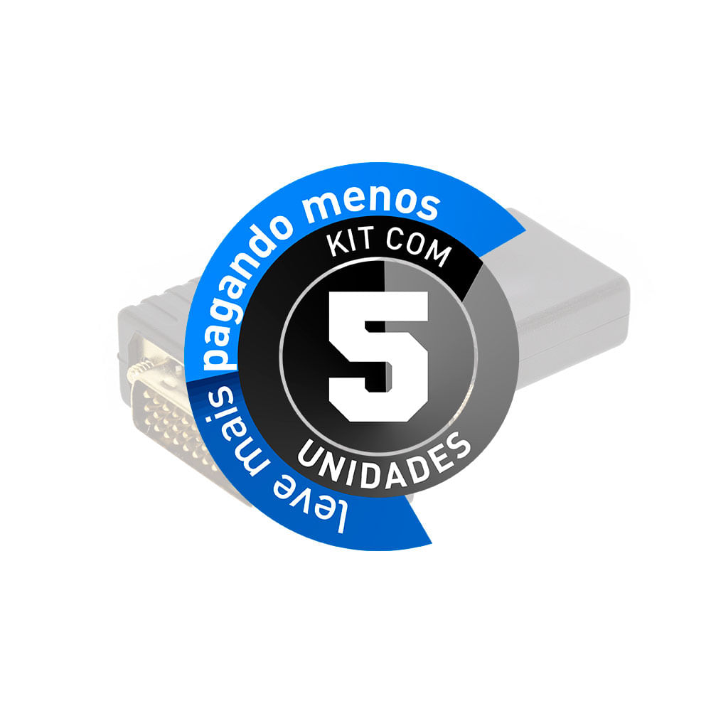 Adaptador DVI-D Macho para HDMI Fêmea Rotativo - Kit com 5 - Imagem 2