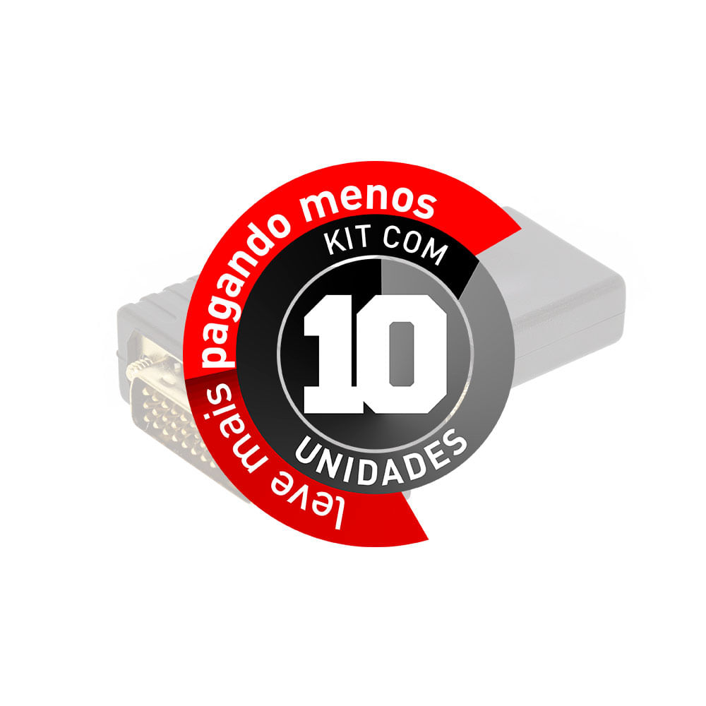 Adaptador DVI-D Macho para HDMI Fêmea Rotativo - Kit com 10 - Imagem 2