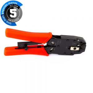 Alicates de Crimpar RJ45 Profissional Vermelho - Kit com 5