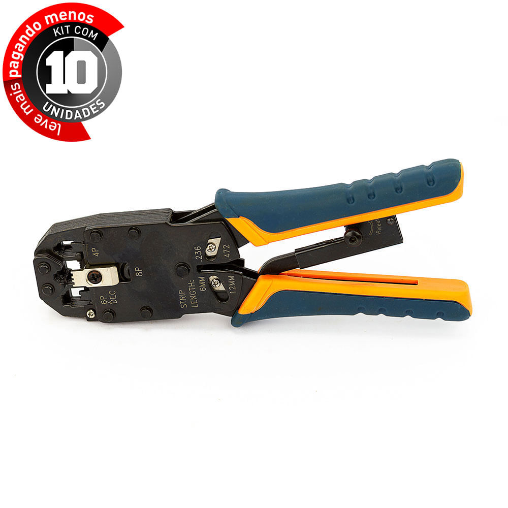 Alicates para Crimpar RJ45 Profissional Azul - Kit com 10