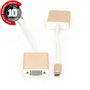 Cabo Adaptador USB-C para VGA - Kit com 10