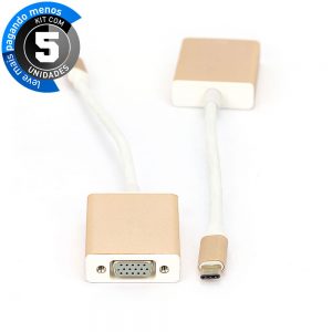 Cabo Adaptador USB-C para VGA - Kit com 5