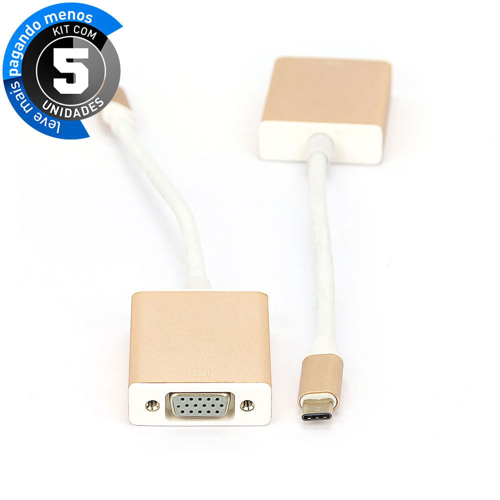 Cabo Adaptador USB-C para VGA - Kit com 5