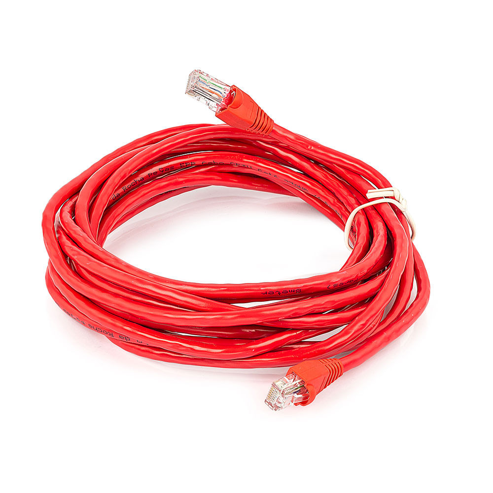 Patch Cord Cat5e Montado Vermelho - 3 Metros