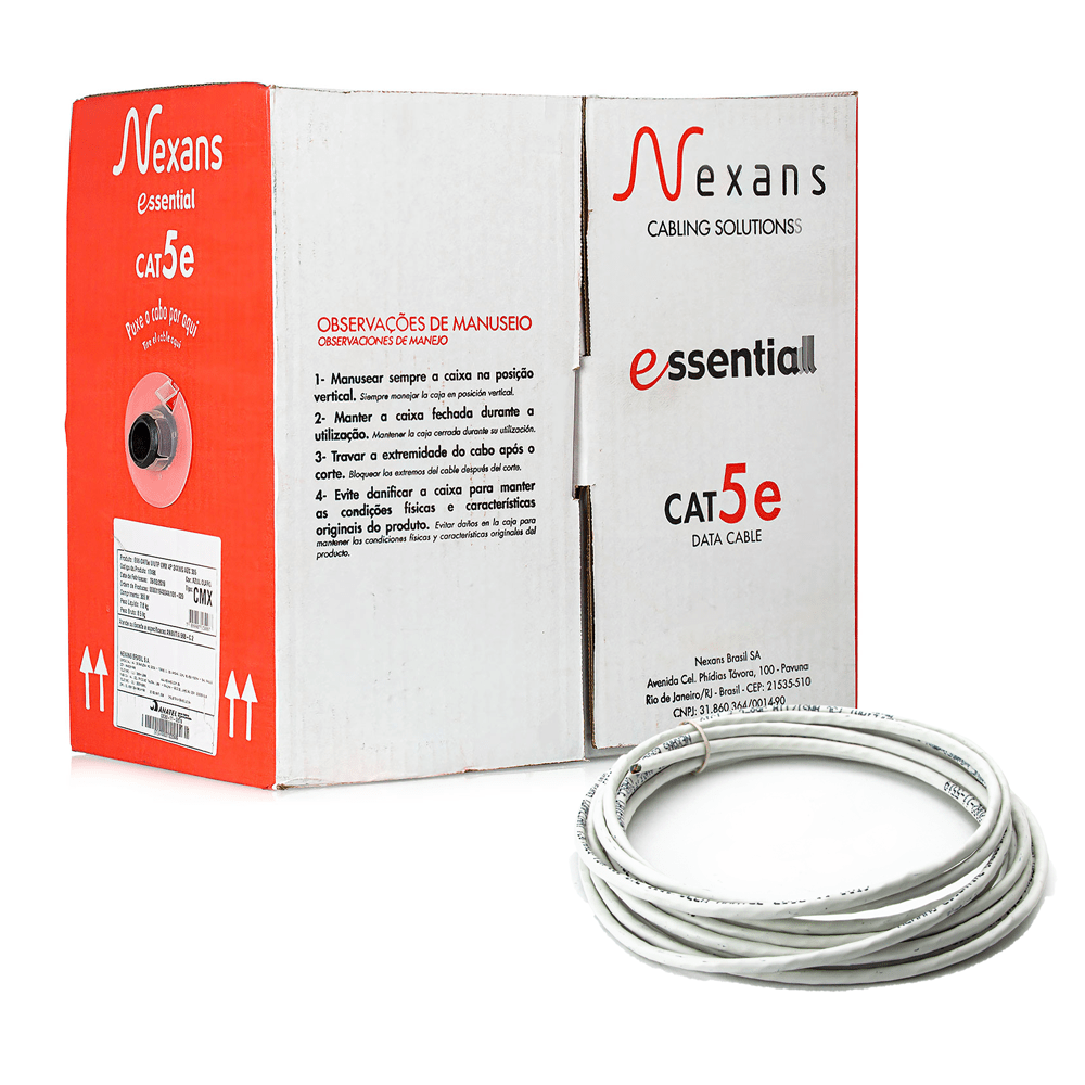 Cabo de Rede Nexans Cat5e Branco - 100 Metros