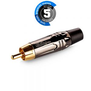 Conector RCA Linha Gold - Cinza - Cirilo Cabos - Kit com 5