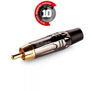 Conector RCA Linha Gold - Cinza - Cirilo Cabos - Kit com 10