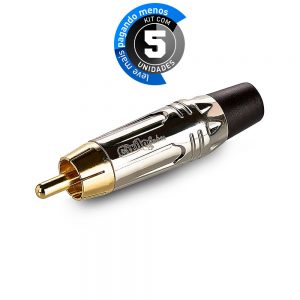 Conector RCA Linha Gold - Prata - Cirilo Cabos - Kit com 5