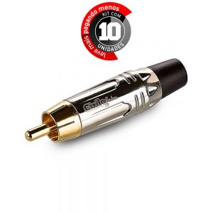 Conector RCA Linha Gold - Prata - Cirilo Cabos - Kit com 10