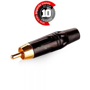 Conector RCA Linha Gold - Preto - Cirilo Cabos - Kit com 10