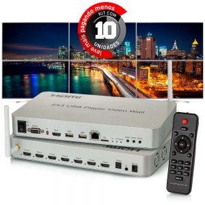 Controladores de Vídeo Wall 2x3 USB HDMI - 4K - Kit com 10