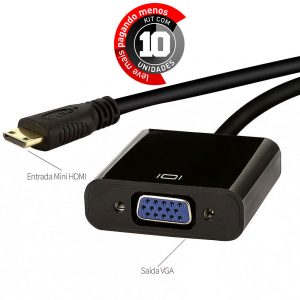 Conversores Adaptador Mini HDMI para VGA - Kit com 10