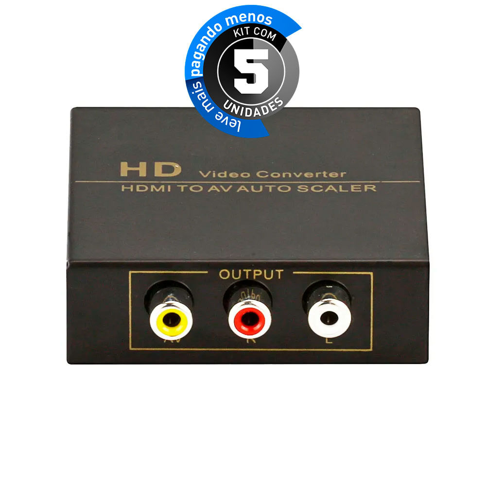 Conversor de Vídeo HDMI para AV - Auto Scaler - Kit com 5