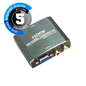 Conversor HDMI para VGA com Áudio - Kit com 5