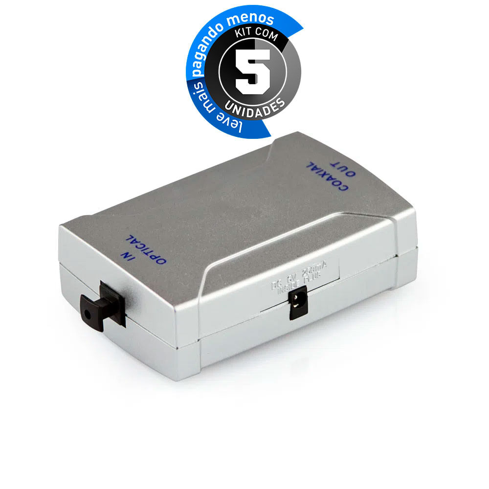 Conversor Óptico para Coaxial - Kit com 5
