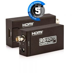Conversor SDI, BNC para HDMI - GEF-SH, AY30 - Kit com 5