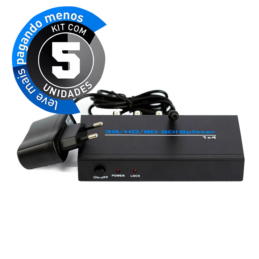 Divisor Sdi 1X4 Splitter SDI Repetidor - Kit com 5