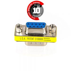 Emenda Adaptadora DB9 Macho para DB9 Fêmea - Kit com 10