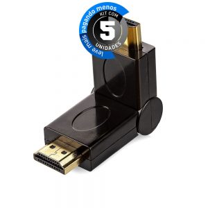 Adaptador HDMI Macho - Macho 90° / 180° graus - Kit com 5