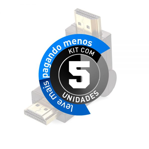 Adaptador HDMI Macho - Macho 90° / 180° graus - Kit com 5 - Imagem 2