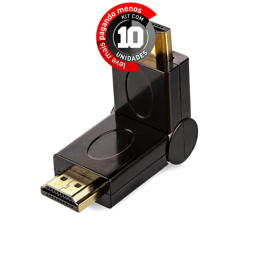Adaptadores HDMI Macho - Macho 90 graus - Kit com 10