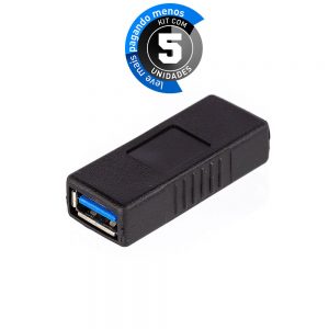 Emenda USB 3.0 - Fêmea X Fêmea - Ultra Velocidade - Kit com 5
