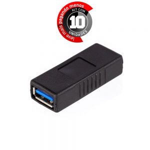 Emenda USB 3.0 - Fêmea X Fêmea - Ultra Velocidade - Kit com 10