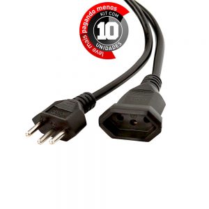 Extensão Cabo de Força 10A Novo Padrão - Kit com 10