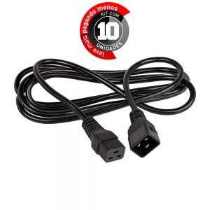 Extensão de Cabo de Força IEC C20/C19, 5 Metros - Kit com 10
