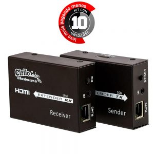 Extensor HDMI 30 Metros - Cat5e/Cat6 3D - 1080P - Kit com 10