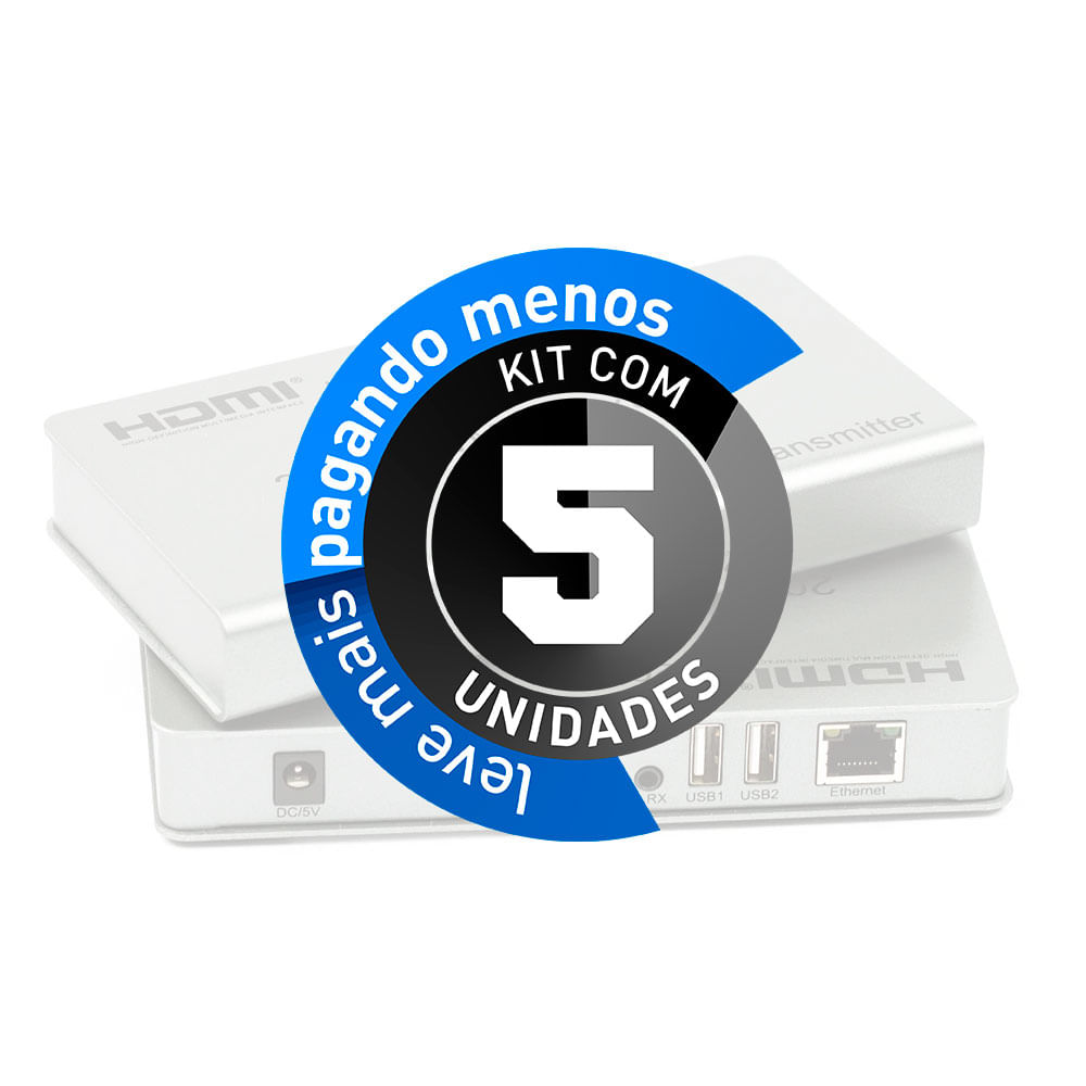 Extensor HDMI - KVM 200 M Via Cabo Rede via IP - Kit com 5 - Imagem 2