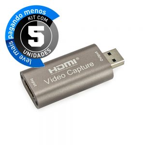 Placa de Captura de Vídeo HDMI USB 4K 60fps - Kit com 5
