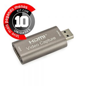 Placa de Captura de Vídeo HDMI USB 4K 60fps - Kit com 10