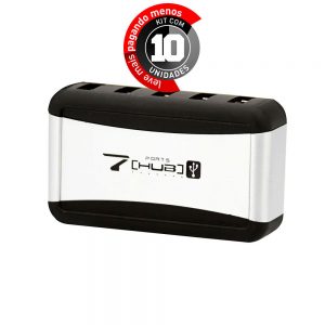 HUB 7 Portas USB 2.0 Com Fonte de Energia - Kit com 10