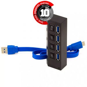 HUB USB 3.0 - 4 Portas - Kit com 10