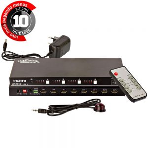 Switch/Splitter Matrix 4x4 HDMI 3D Full HD - Kit com 10