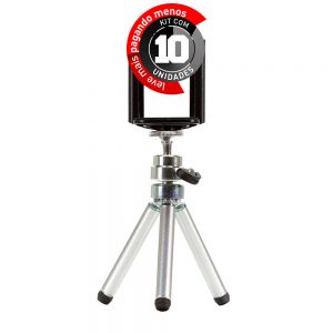 Mini Tripé para Celular, Flexível em Alumínio - Kit com 10
