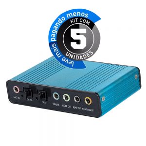 Placa De Som Externa Usb - 5.1 - 6Ch - Óptico Kit com 5