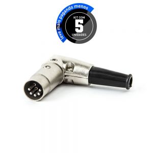 Plug MIDI DIM 90º graus Metálico Profissional - Kit com 5