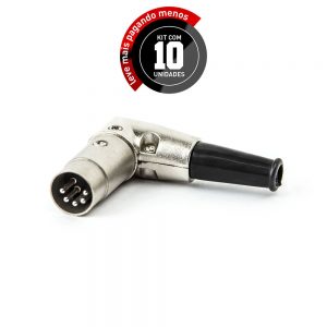 Plug MIDI DIM 90º graus Metálico Profissional - Kit com 10