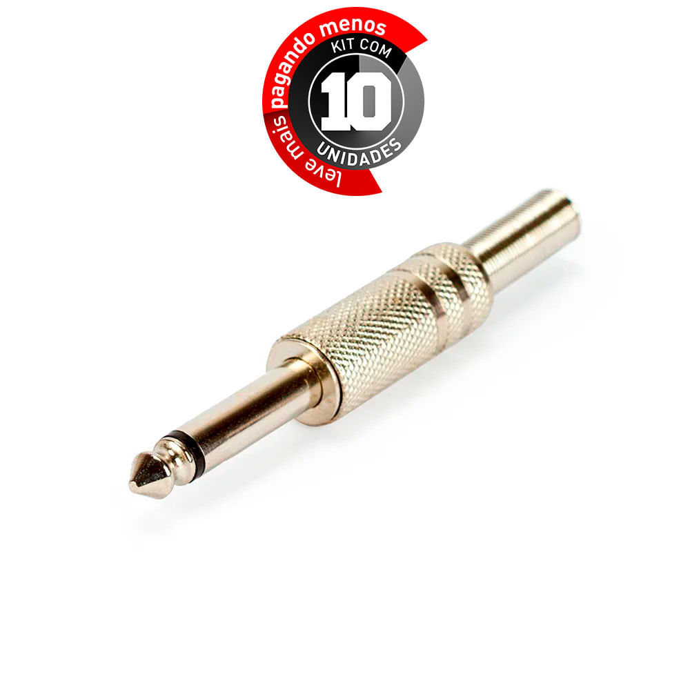 Plug P10 - Niquelado - Mono - Kit com 10