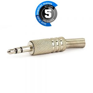 Plug P2 Metal Estéreo - Kit com 5
