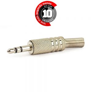 Plug P2 Metal Estéreo - Kit com 10