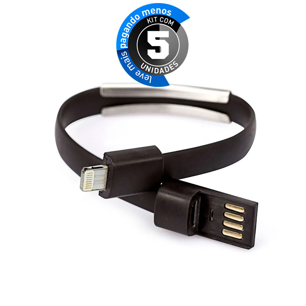 Pulseira Carregador USB para iOS - Kit com 5