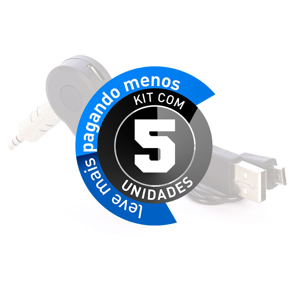 Receptor Bluetooth USB para P2, Entrada Auxiliar- Kit com 5 - Imagem 2