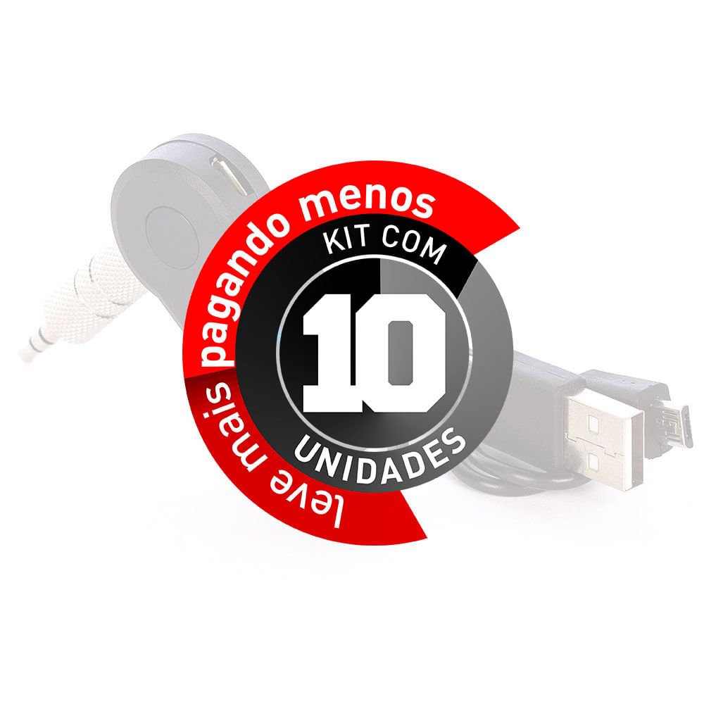Receptor Bluetooth USB para P2 Entrada Auxiliar - Kit com 10 - Imagem 2