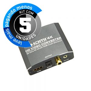 Repetidores HDMI Extrator Áudio RCA SPDIF P2 - Kit com 5