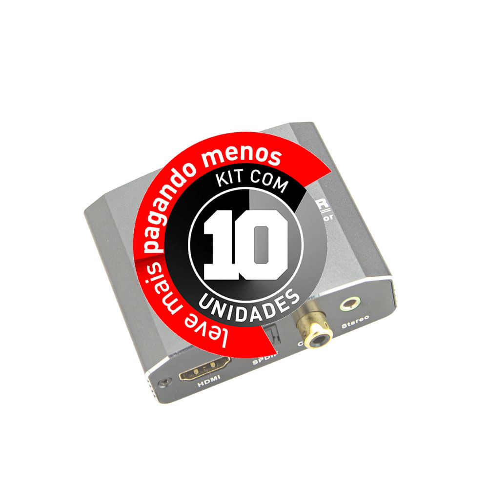 Repetidores HDMI Extrator Áudio RCA SPDIF P2 - Kit com 10 - Imagem 2